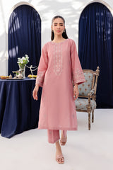 Pink Lily 2Pc - Embroidered Winter Cotton Dress