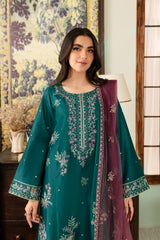 Greenberg 3Pc - Embroidered Winter Cotton Dress