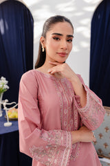 Pink Lily 2Pc - Embroidered Winter Cotton Dress