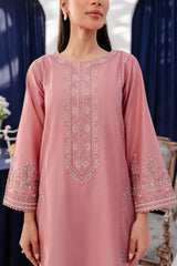 Pink Lily 2Pc - Embroidered Winter Cotton Dress
