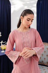 Pink Lily 2Pc - Embroidered Winter Cotton Dress