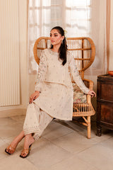 Almond 2Pc - Embroidered Winter Cotton Dress