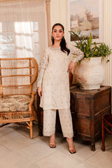 Almond 2Pc - Embroidered Winter Cotton Dress