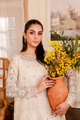 Almond 2Pc - Embroidered Winter Cotton Dress