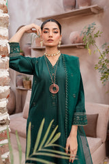 Zink Pine 3Pc - Embroidered Winter Cotton Dress