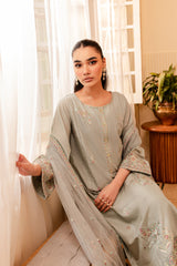 Katherine 3Pc - Embroidered Winter Cotton Dress