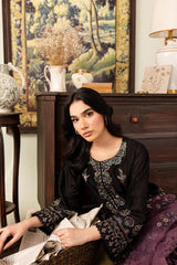 Black Rose 3Pc - Embroidered Winter Cotton Dress