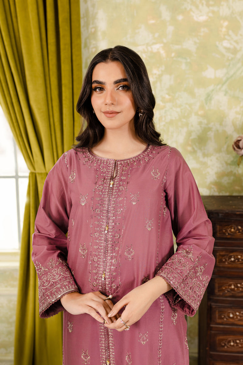 Hira Roomi 2Pc - Embroidered Winter Cotton Dress