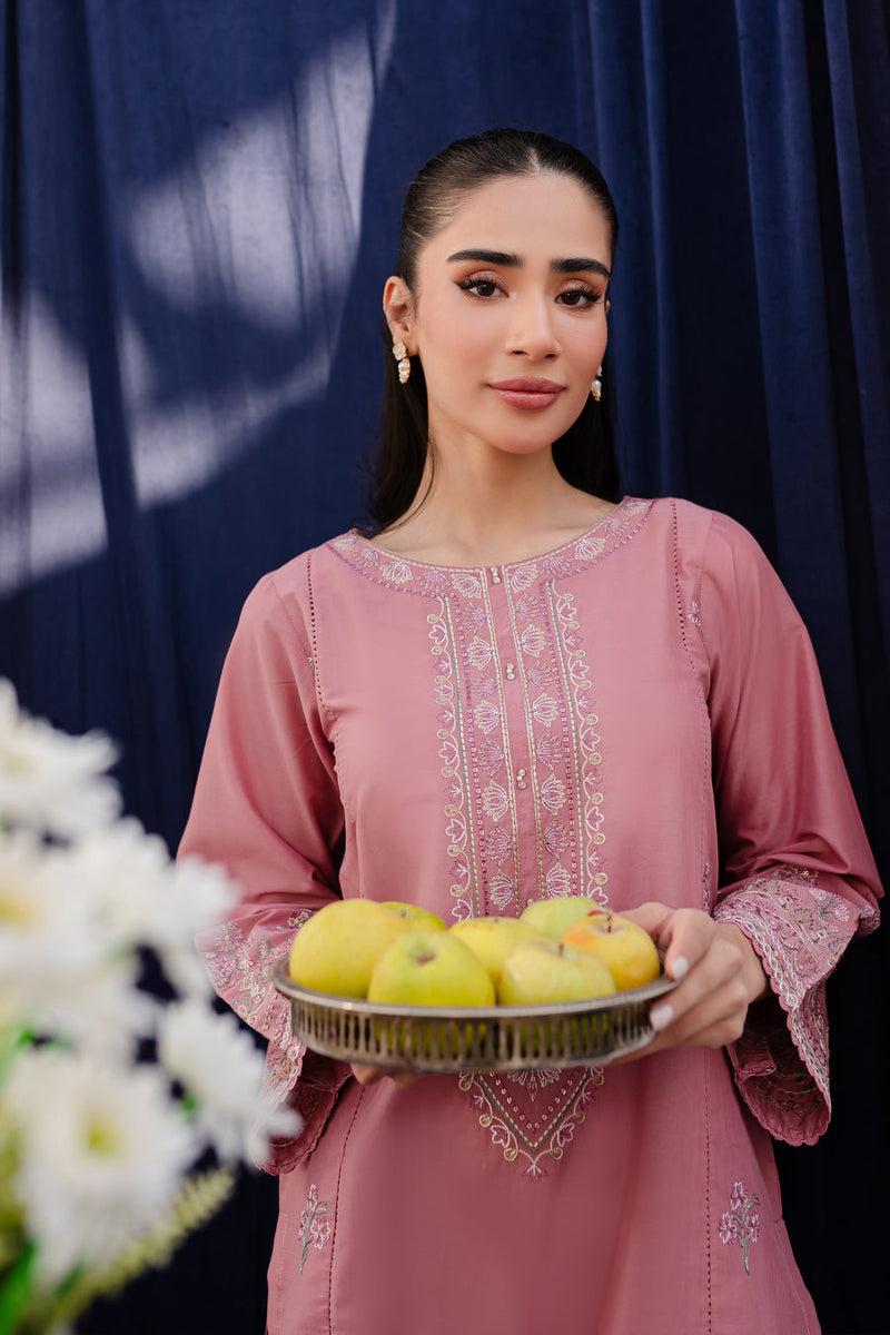 Pink Lily 2Pc - Embroidered Winter Cotton Dress