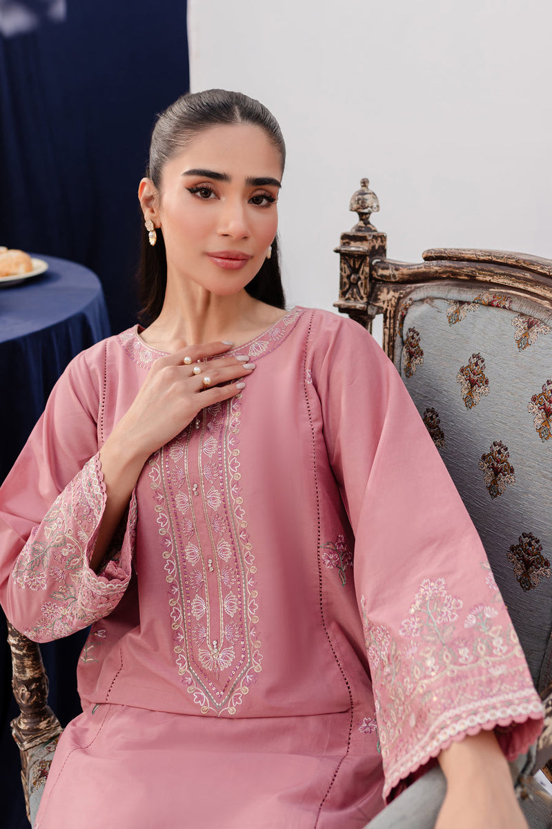 Pink Lily 2Pc - Embroidered Winter Cotton Dress