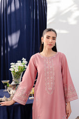 Pink Lily 2Pc - Embroidered Winter Cotton Dress