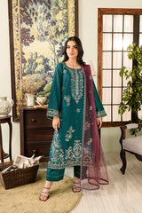Greenberg 3Pc - Embroidered Winter Cotton Dress