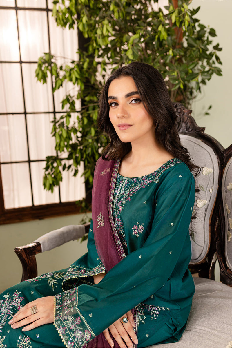 Greenberg 3Pc - Embroidered Winter Cotton Dress