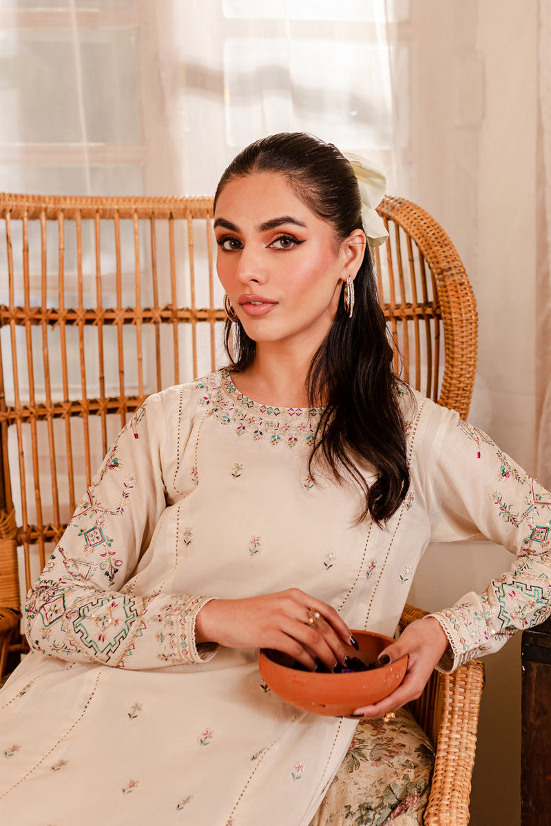 Almond 2Pc - Embroidered Winter Cotton Dress