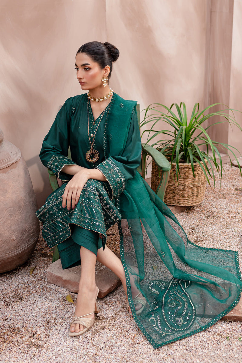 Zink Pine 3Pc - Embroidered Winter Cotton Dress