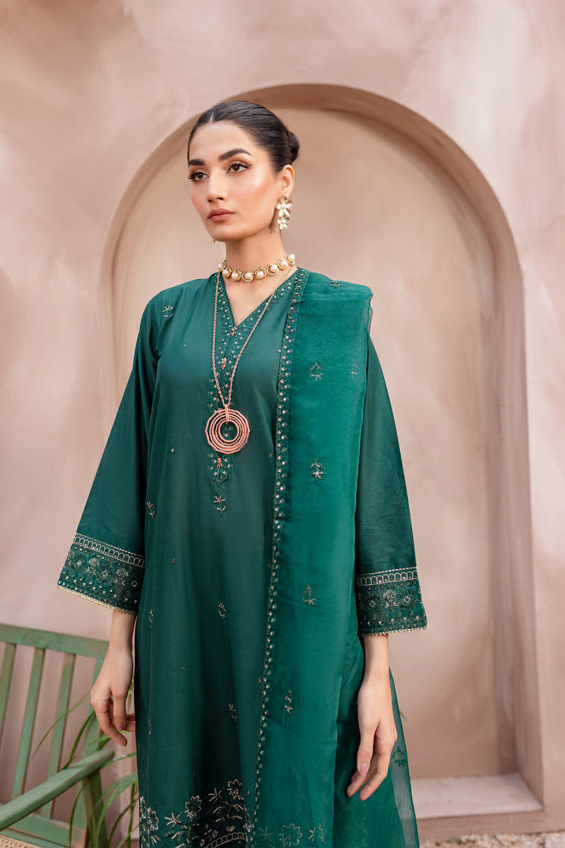 Zink Pine 3Pc - Embroidered Winter Cotton Dress