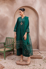 Zink Pine 3Pc - Embroidered Winter Cotton Dress