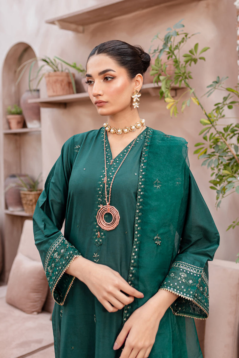 Zink Pine 3Pc - Embroidered Winter Cotton Dress