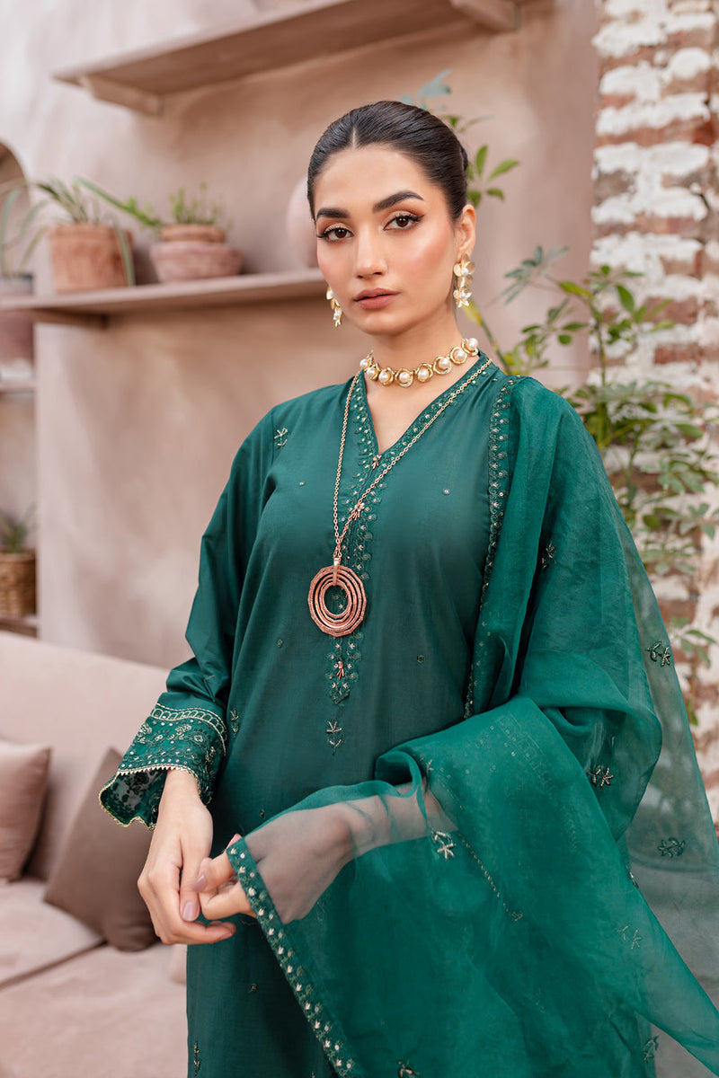 Zink Pine 3Pc - Embroidered Winter Cotton Dress