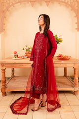 Turkish 3Pc - Embroidered Winter Cotton Stitched Dress
