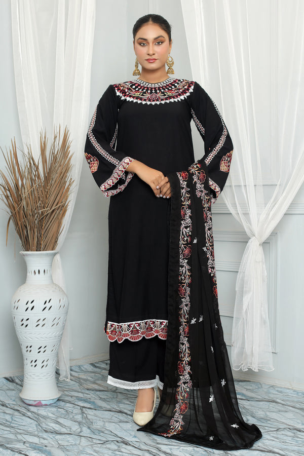 AROOB BLACK 3PC SUMMER VISCOSE