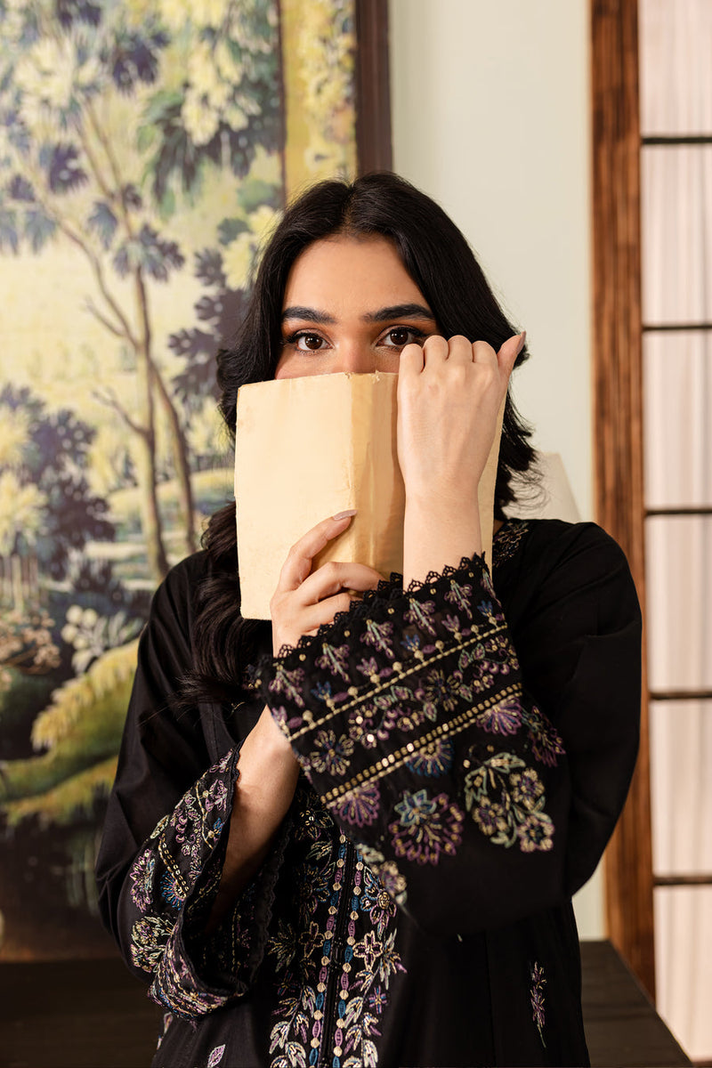 Black Rose 3Pc - Embroidered Winter Cotton Dress