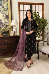 Black Rose 3Pc - Embroidered Winter Cotton Dress