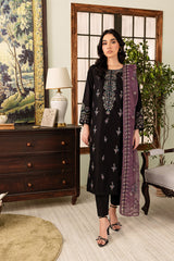 Black Rose 3Pc - Embroidered Winter Cotton Dress