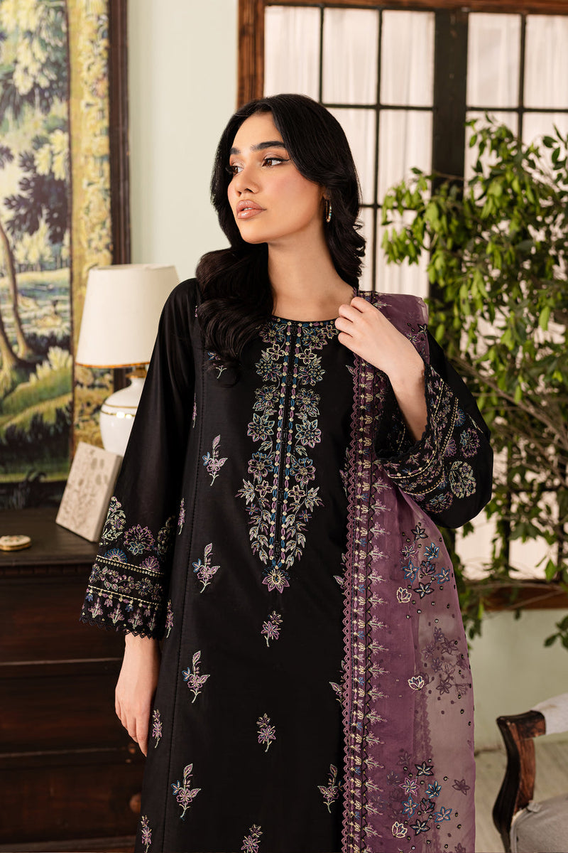 Black Rose 3Pc - Embroidered Winter Cotton Dress