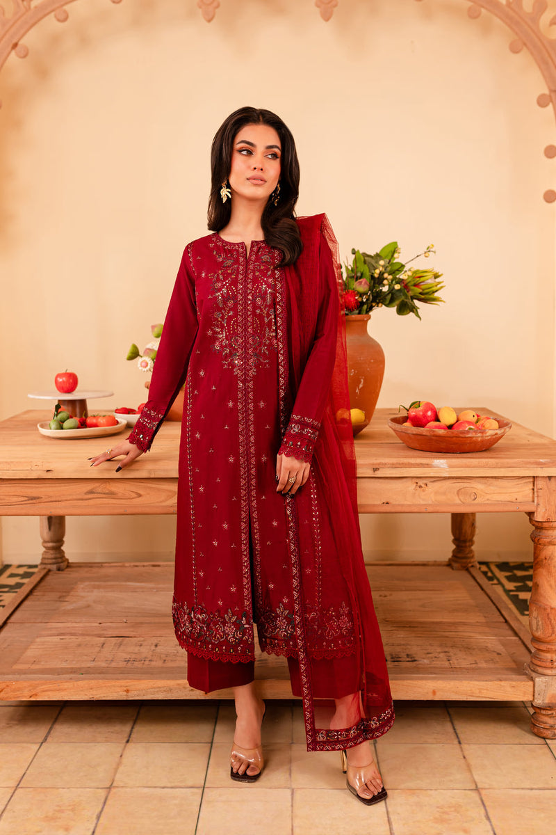 Turkish 3Pc - Embroidered Winter Cotton Stitched Dress