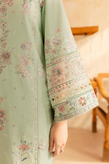 Pearly Blue 3Pc - Embroidered Winter Cotton Dress