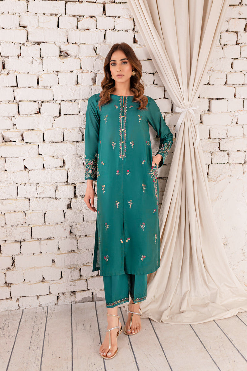 Eyana 2Pc - Embroidered Winter Cotton Dress