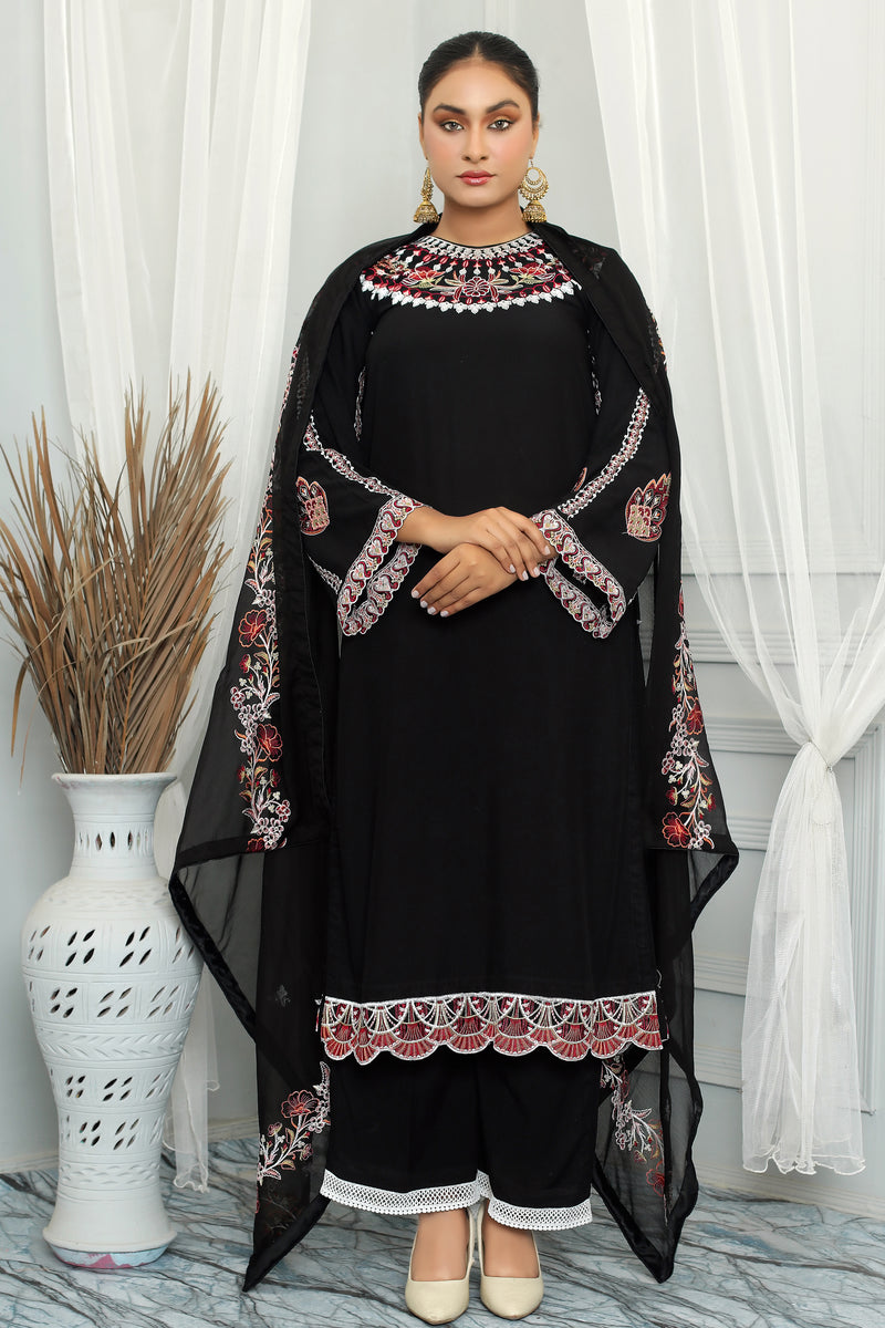 AROOB BLACK 3PC SUMMER VISCOSE