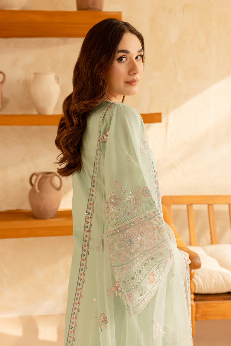 Pearly Blue 3Pc - Embroidered Winter Cotton Dress