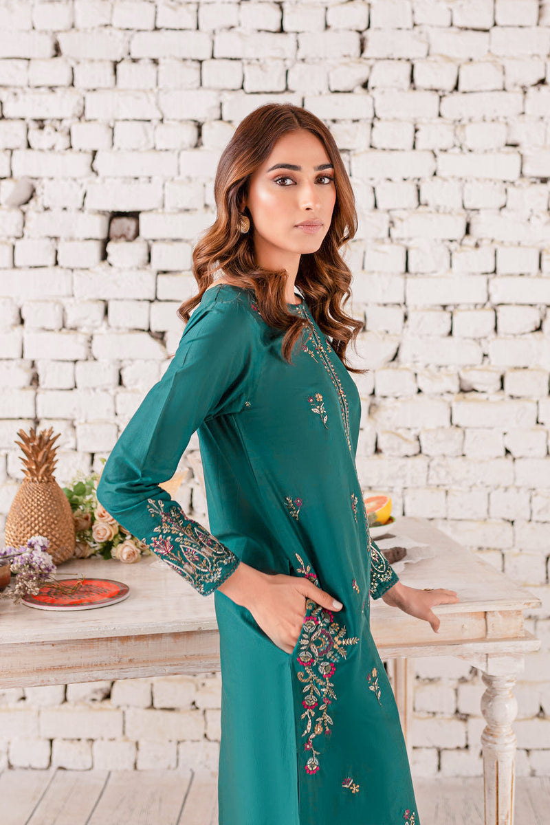 Eyana 2Pc - Embroidered Winter Cotton Dress