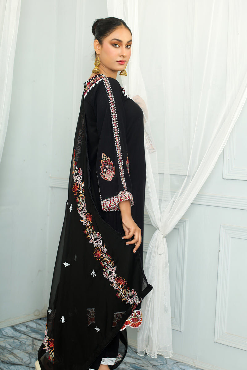 AROOB BLACK 3PC SUMMER VISCOSE