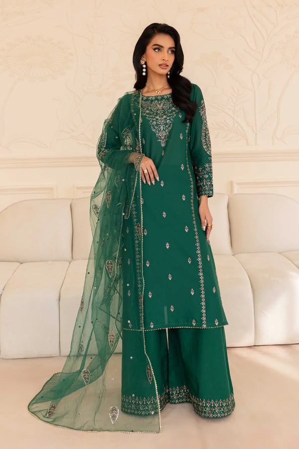 Ashaa 3Pc - Embroidered Sharara Pret