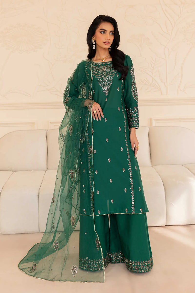 Ashaa 3Pc - Embroidered Sharara Pret