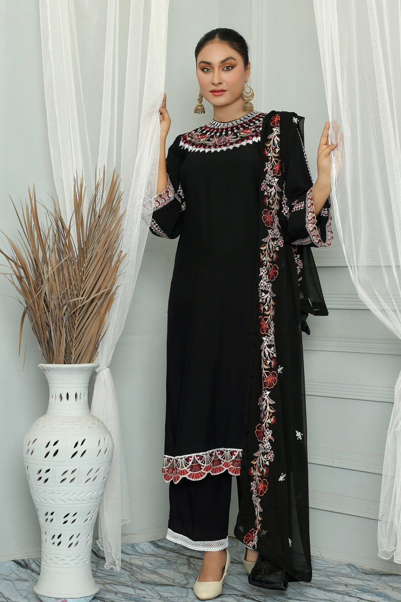 AROOB BLACK 3PC SUMMER VISCOSE